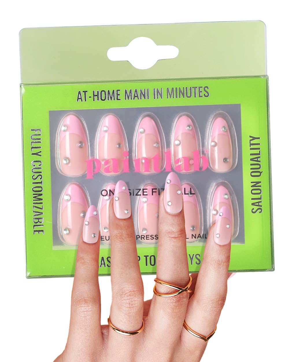 PaintLab Press On Nails - Pink Velvet 3D Almond Nails