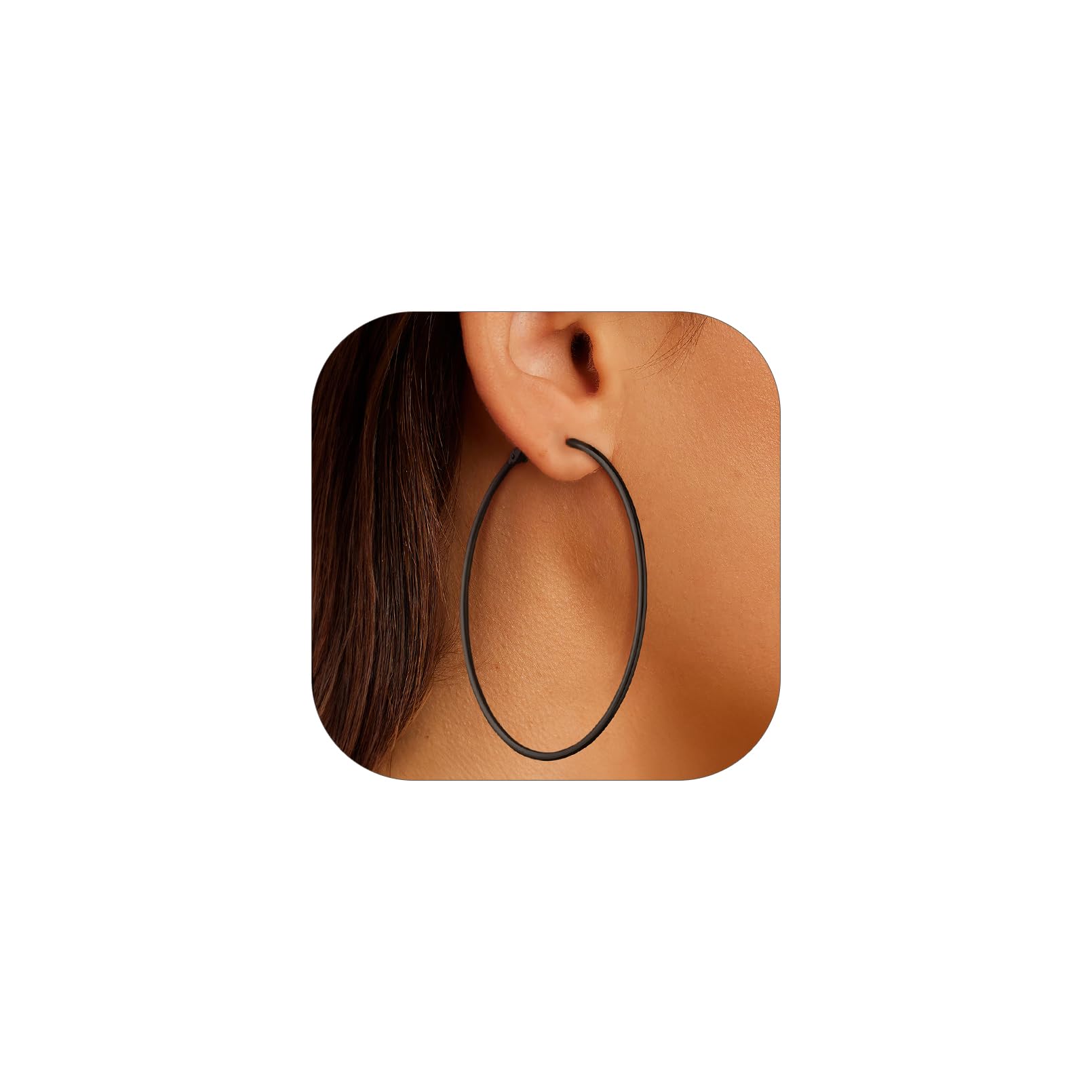 FOCALOOK 14K Gold Plated Lightweight Large Hoops| 2mm Thin Hoop Earrings for Women 30/40/50/70/100mm