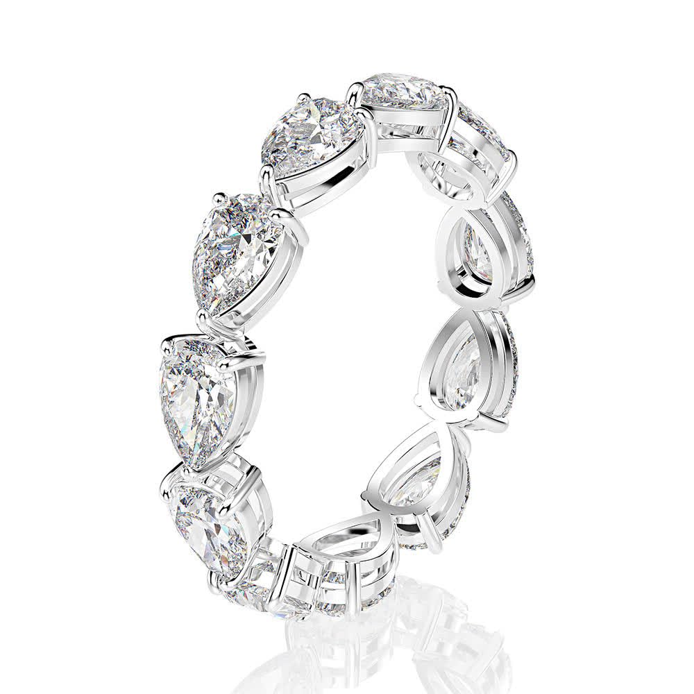 High carbon diamond ring 3 carat set ring pear shape 8 * 12mm radiant cut