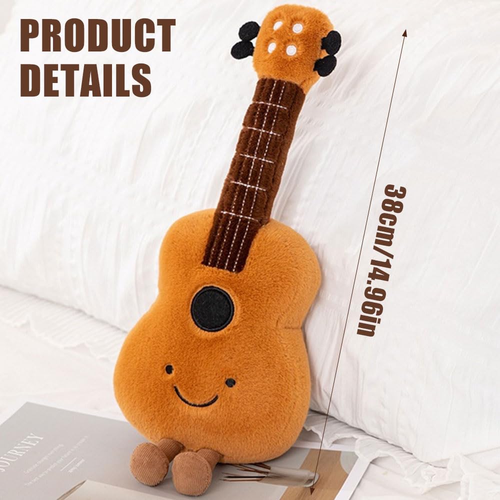 XEERUN Guitar Musical Instrument Doll Plush Toy, Musical Themed PlushUkulele Healing Doll, Guitar Stuffed Toy, Skin-Friendly Fabric , Adorable Guitars Plushies for Girlfriend Bedroom Adults Teens - Image 3