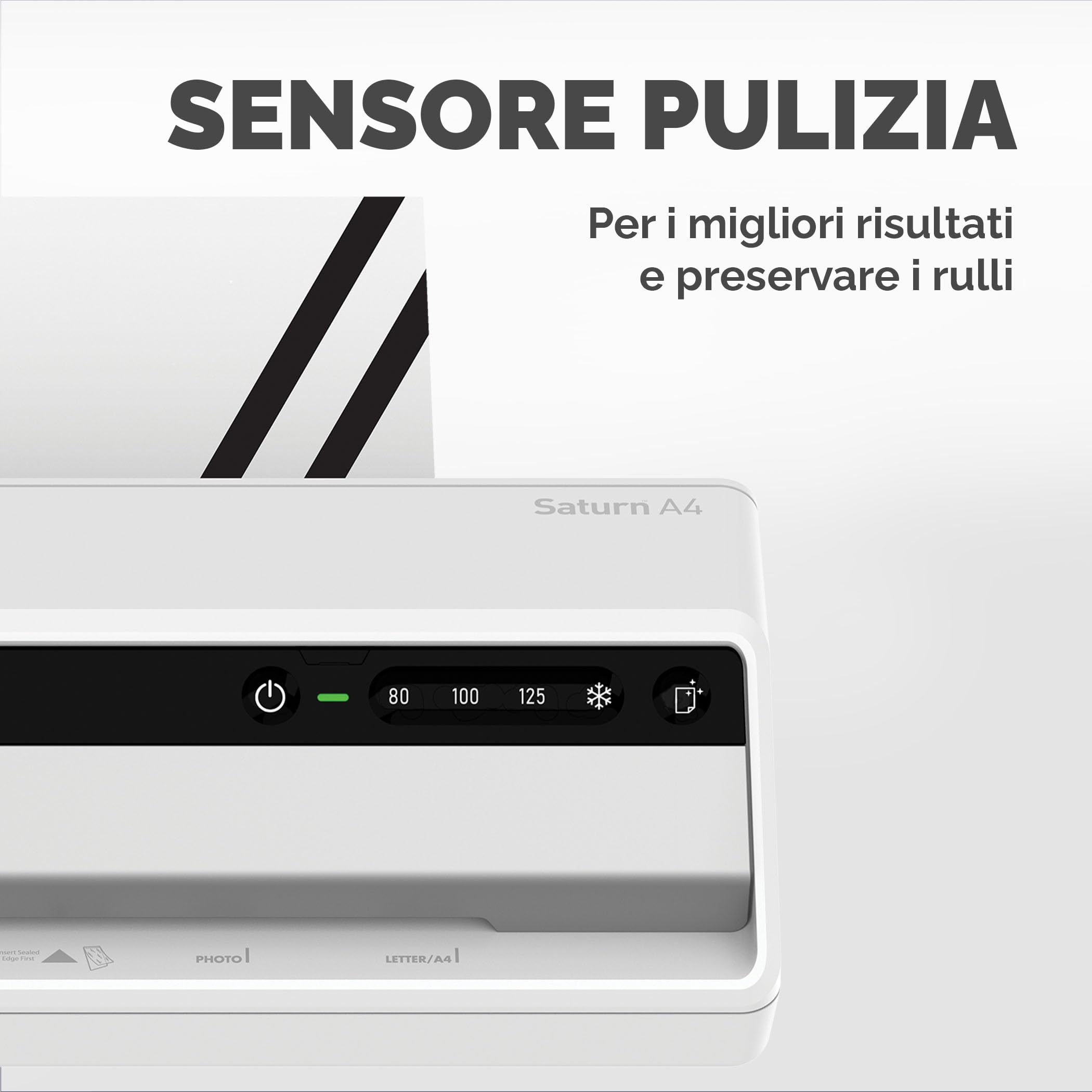 Fellowes Saturn A4 Plastificatrice per piccoli uffici – InstaHeat, pronta in 60 secondi, anti-inceppamento, spegnimento automatico – per pouches 80/100/125 micron – include 10 pouches – casa e ufficio