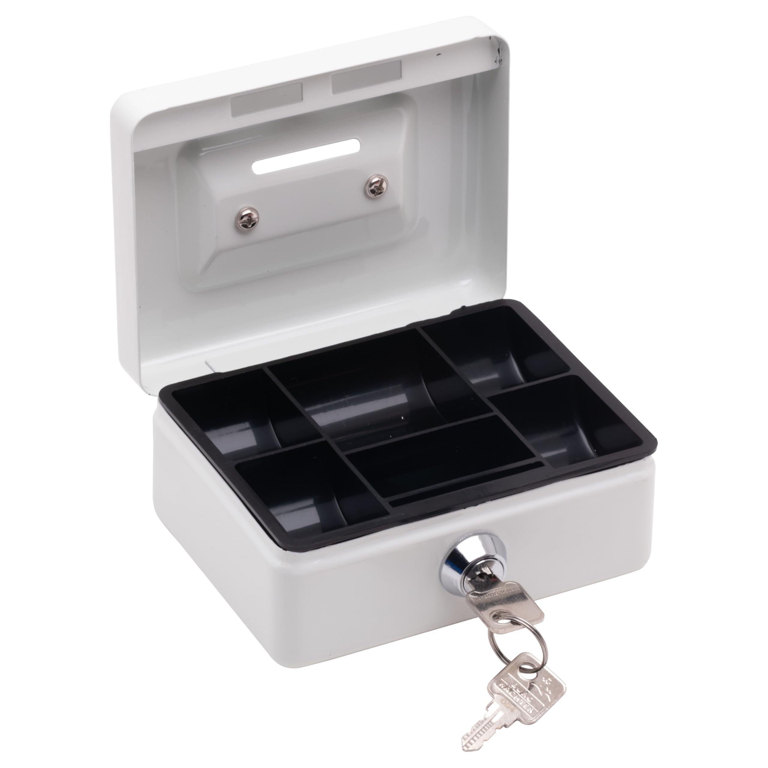 Burg-Wächter lockable cash box with key, slot and coin insert, small, sheet steel, Money 5012, white