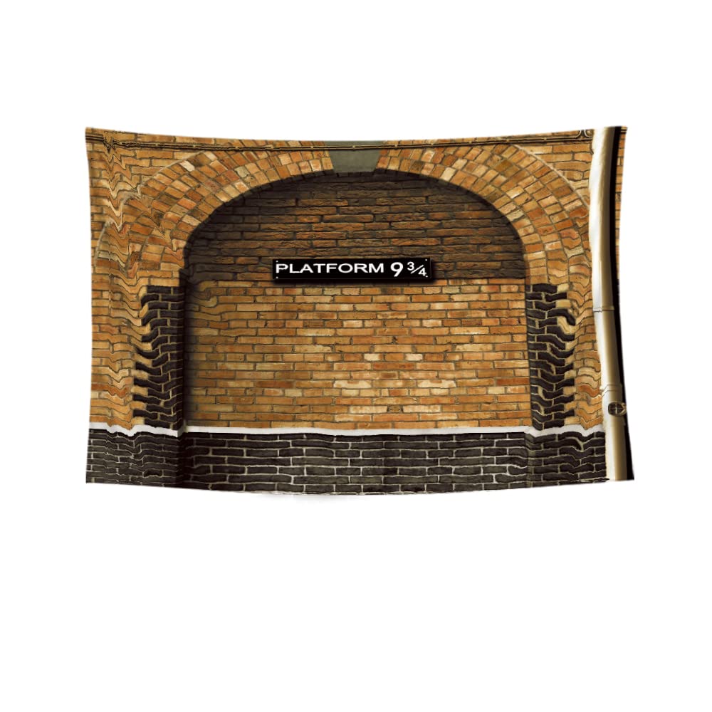 Feierman Platform 9 3/4 Tapestry for Harry Potter London's King's Cross Station Vintage Wall Hanging Brown Decor 100% Polyester Kids Bedroom Decor