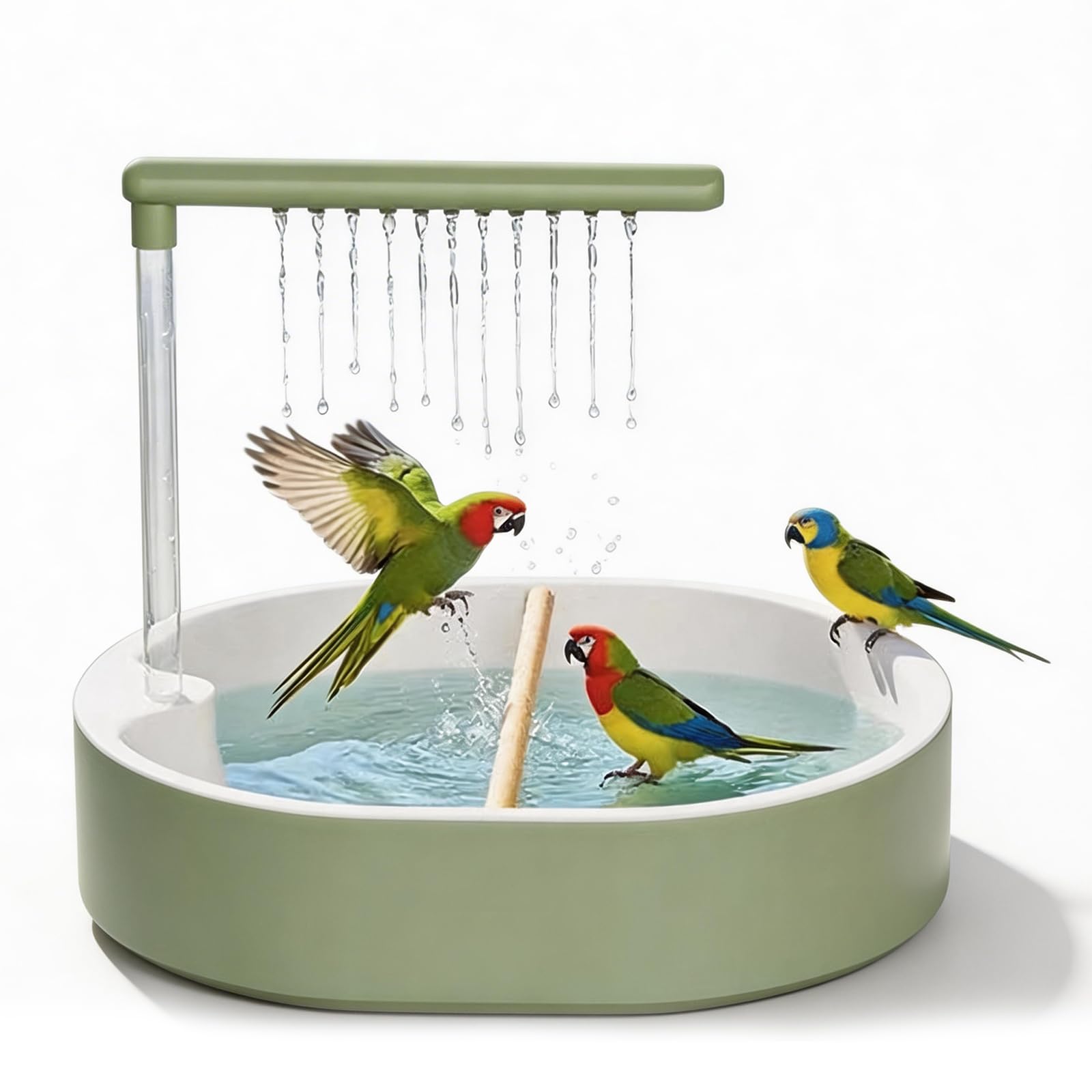 PORFOYO Bagno automatico per uccelli, 31,8 x 28 x 25 cm, vasca automatica per uccelli, vasca automatica per uccelli, doccia per uccelli, protezione dagli spruzzi d'acqua, per gabbie interne pappagalli