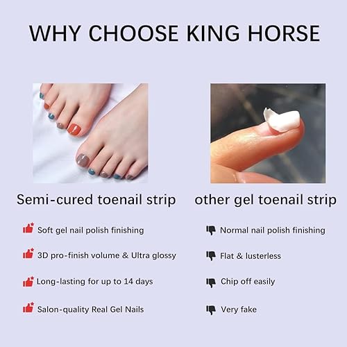 Miniatura 7 de KING HORSE Tiras de gel semicuradas (mapa de verano), calcomanías de uñas con punta rosa degradado, envoltura de pedicura, luz UV de larga duración,