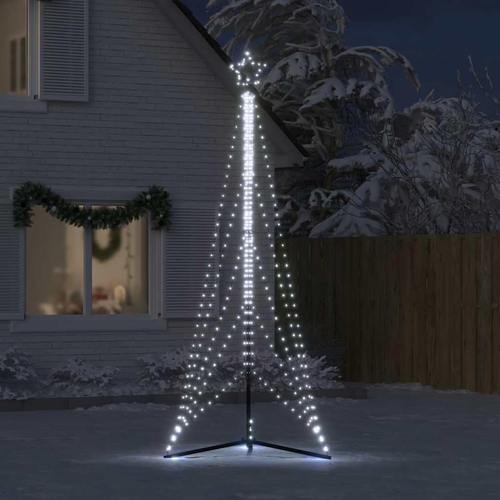 Choinka LED zimna biel, 302 cm, 525 diod LED, 8 efektów świetlnych, IP44, do użytku wewnątrz i na zewnątrz, z gwiazdą