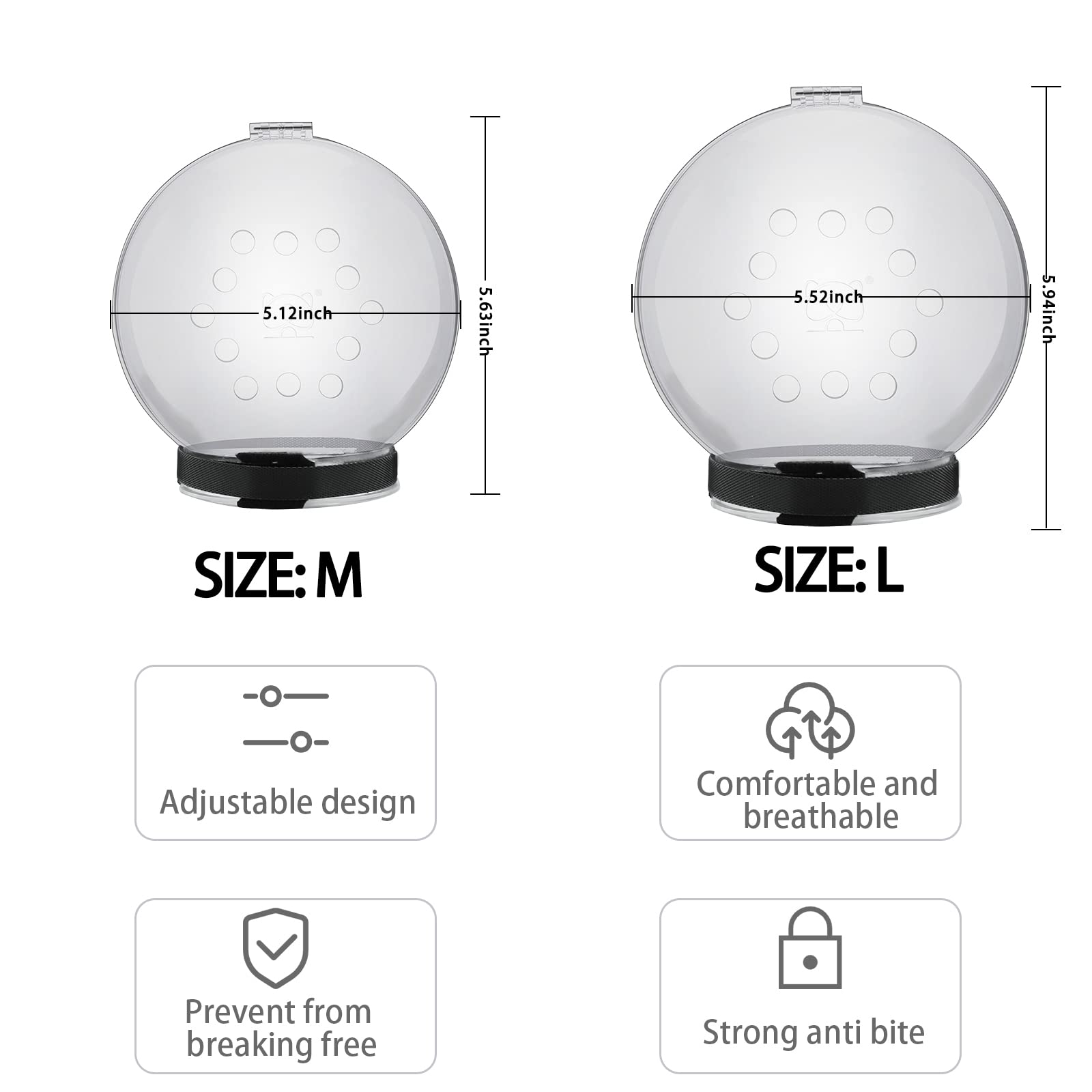 Toysructin Astronaut Cat Muzzle - Adjustable Bubble Helmet for Grooming, Nail Clipping, Trimming, Bathing - Transparent, Breathable Pet Mask Air Restraint Set