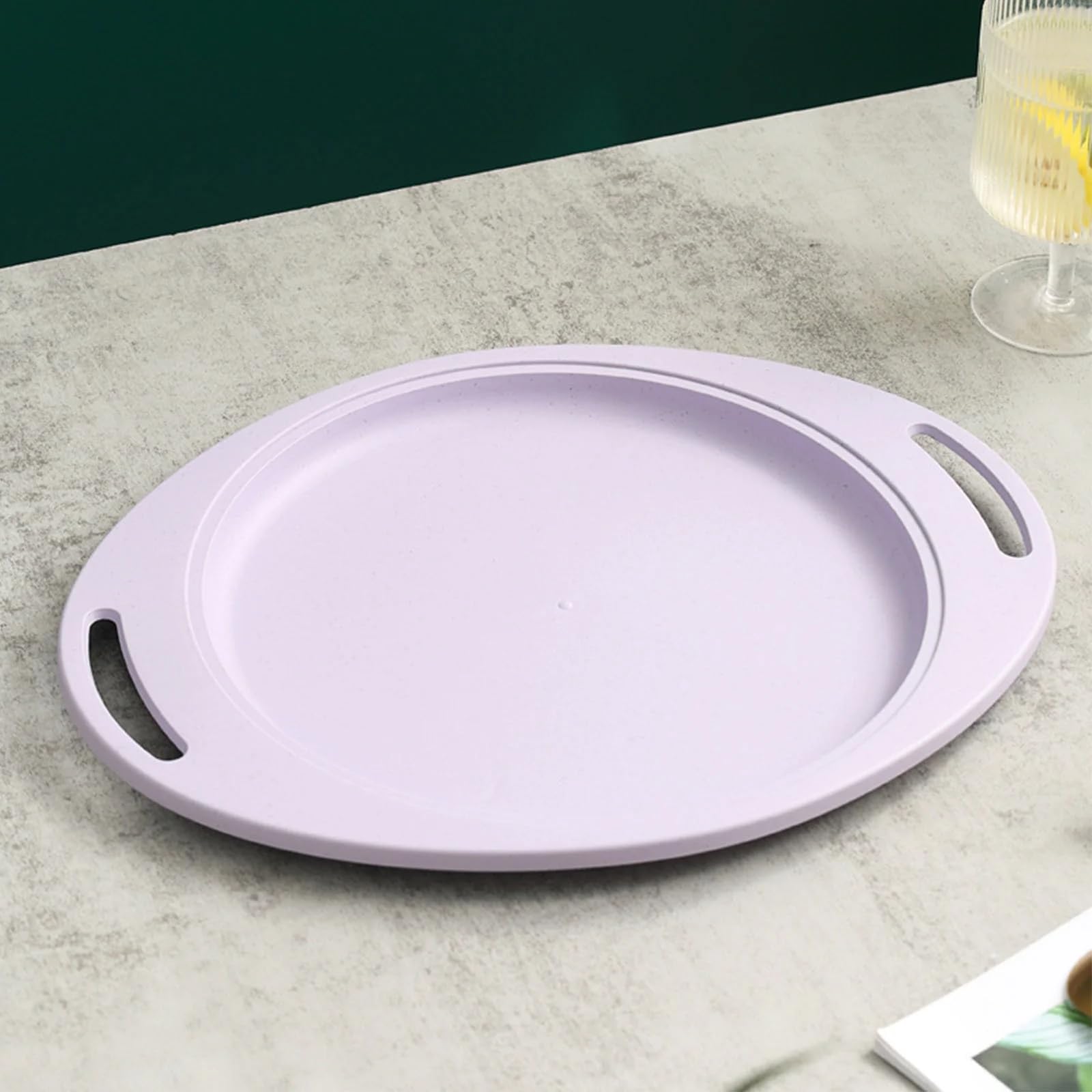 P-PLUS INTERNATIONAL Wheat Straw Deep Dinner Plates Set Lightweight Plates for Dessert Soup Plate Best Choice for high-end Restaurants, Dinner Tray, Unbreakable Lunch Tray (34cm, Purple, Set of 1) 2