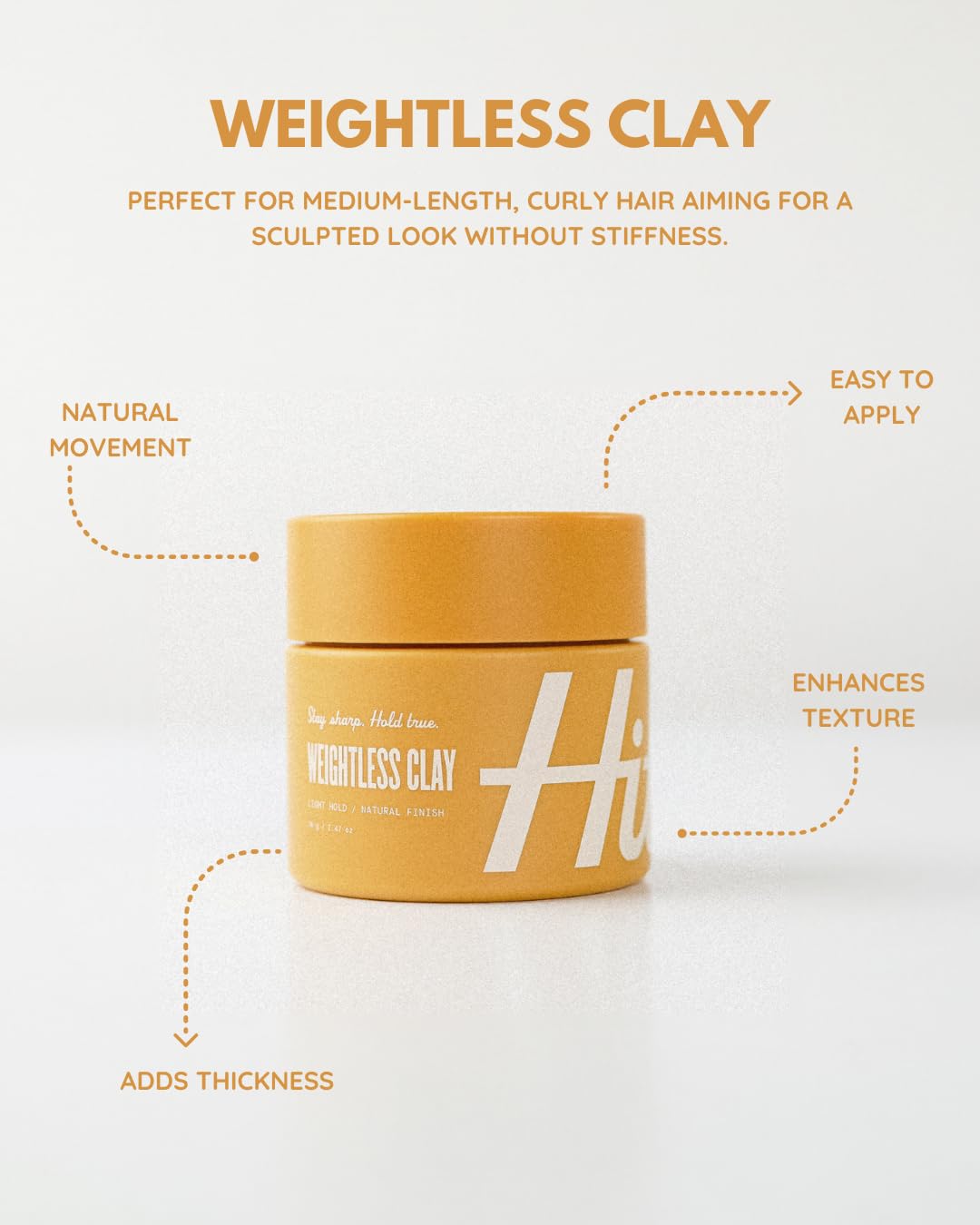 Hitch Weightless Clay Light Hold Natural Finish Hair Clay Pomade for Men