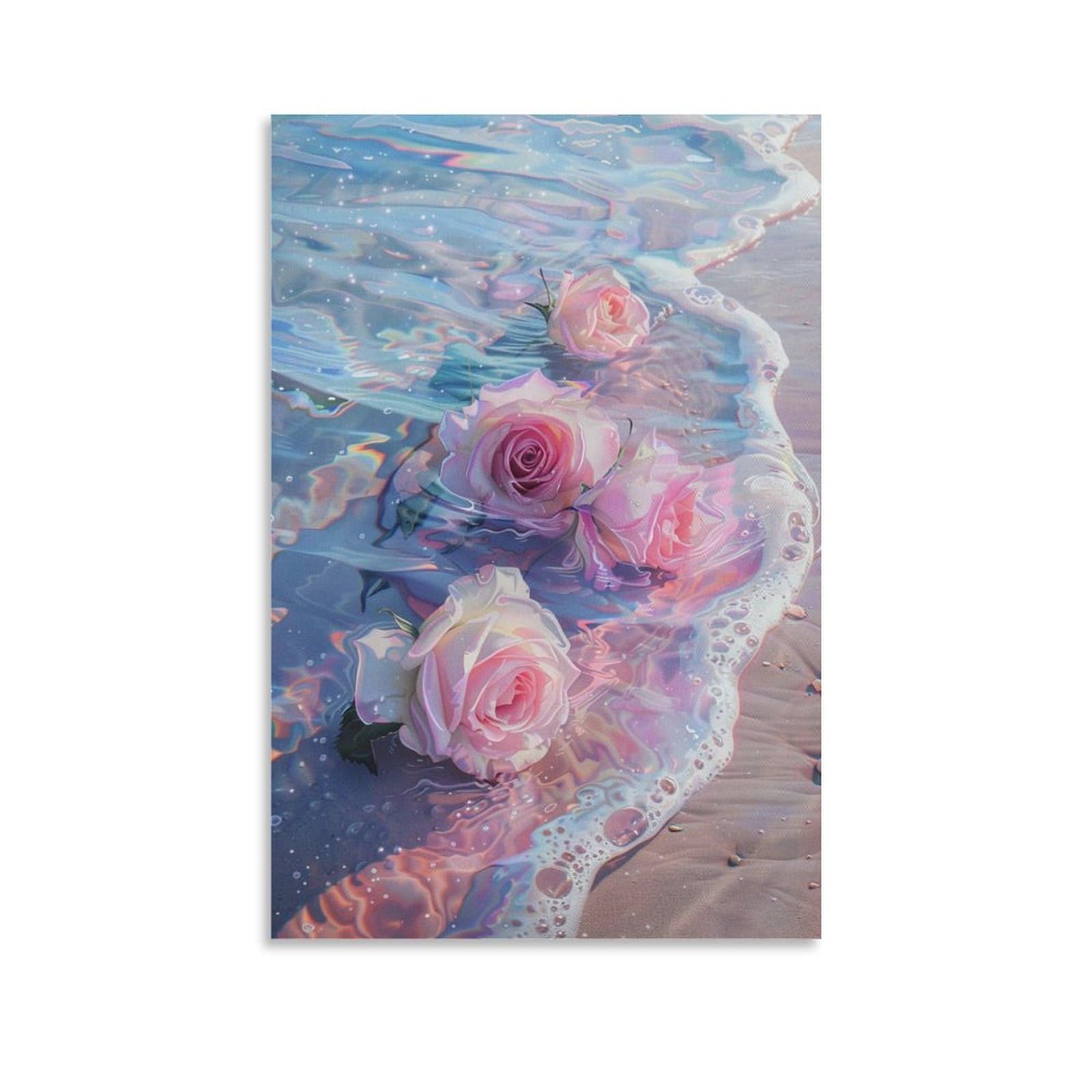 Amazon.co.jp: 絵画 海に浮かぶ美しいピンクのバラインテリア 絵画