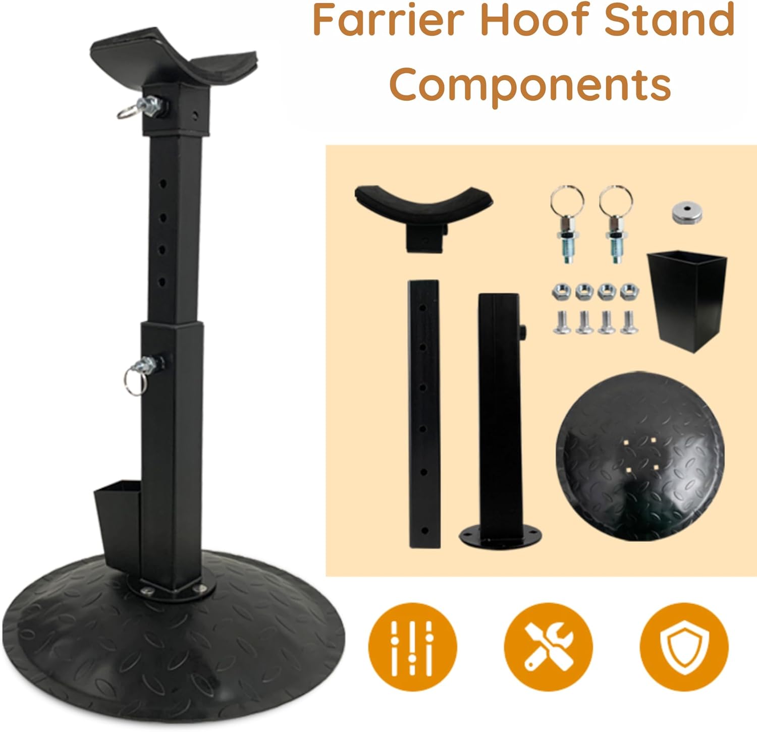 ZIRAO Farrier Stand, Adjustable Farrier Stand for Horses, Heavy-Duty Hoof Stand with Non-Slip Base for Hoof Care and Shoeing, Essential Farrier Tools for Horses
