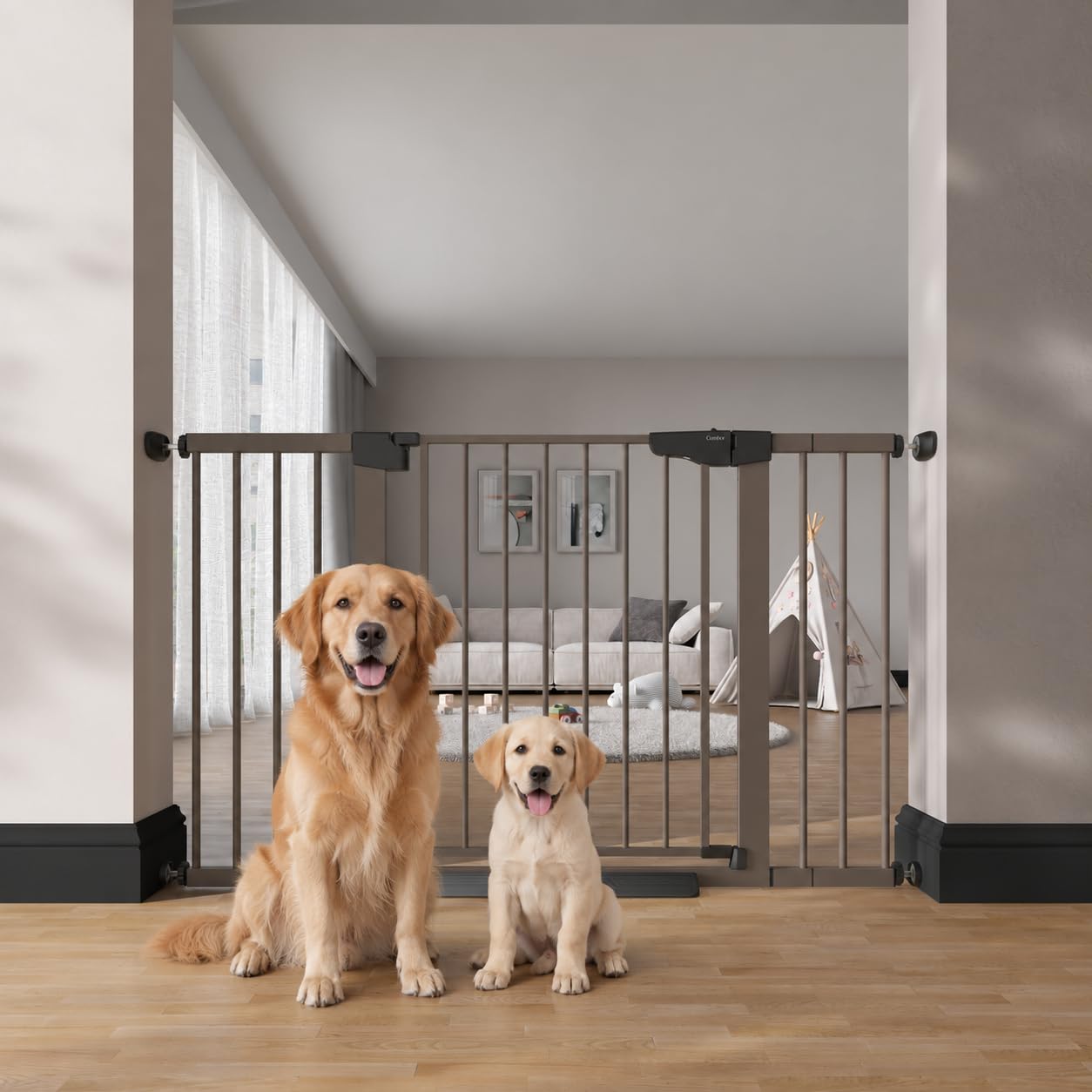 Cumbor 30-40.6 in Baby Gate for Stairs and Doorways, Dog Gate Indoor Black — Amazon image 11