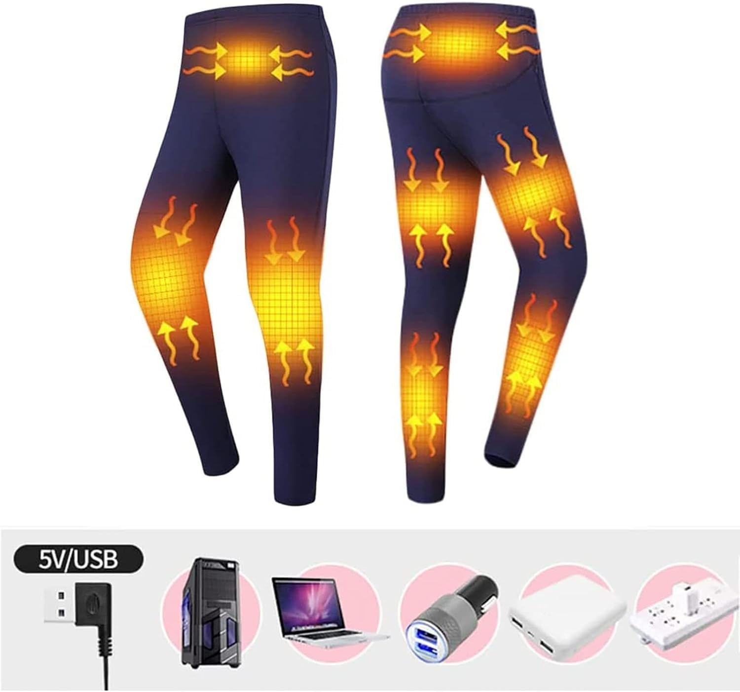 Ropa interior con calefacción eléctrica, Pantalones de ropa interior térmica con calefacción USB for hombres,Pantalones con calefacción eléctrica,Leggings de pantalones cálidos lavables,8 zonas de cal