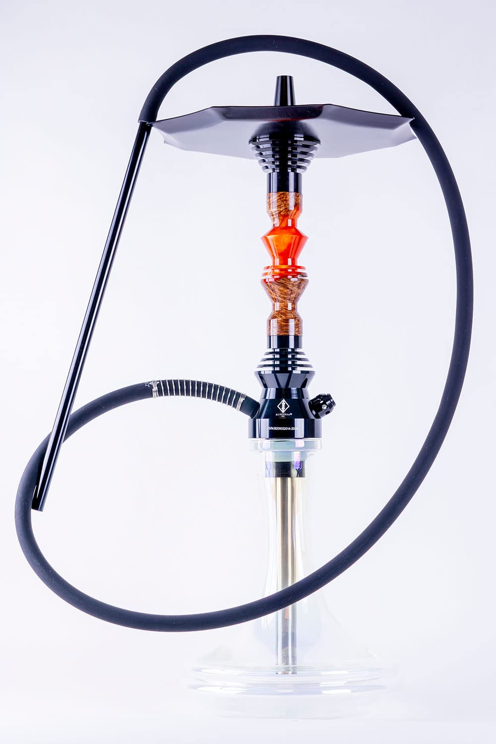 B2 Hookah Precious Cut Collection Orange Light Burl Wood INCLUDES MATCHING VASE