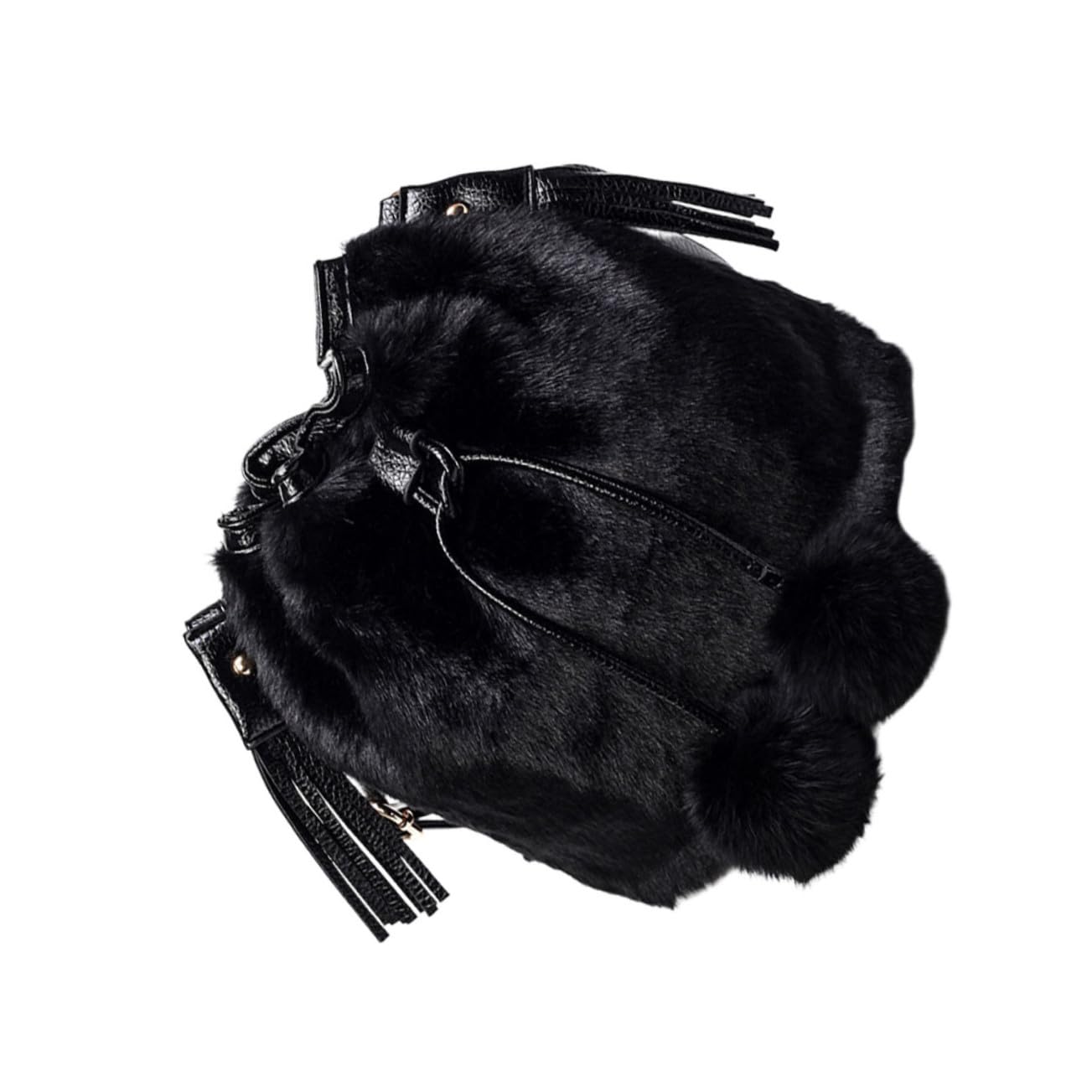 OUNONA Bolso Bombonera Mujer Negro de Poliéster Diseño de Cordón y Gran Capacidad, Bolso Bandolera Esponjoso Adecuado para Ir de Compras y Salir Estilo