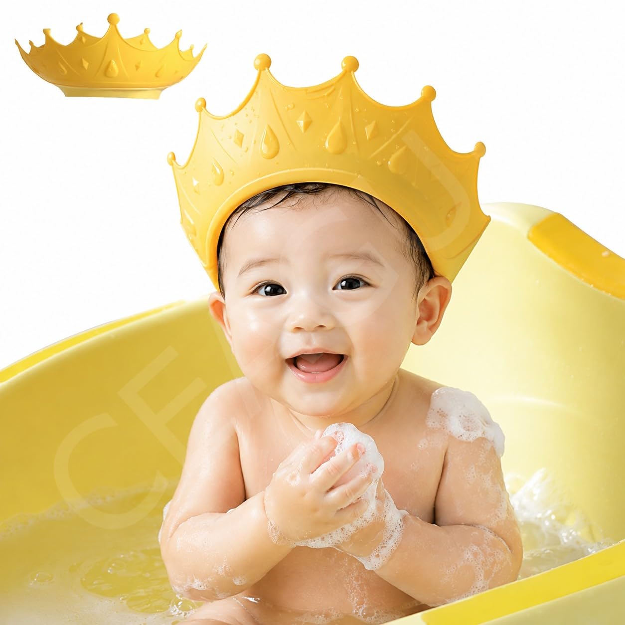 CEAGULL Baby Shower Cap Crown Shape Adjustable Waterproof Bathing Cap for Kids, Toddlers & Infants | Shampoo Shield Hat for Eye & Ear During Hair Wash Soft Silicone Bath Cap (MULTI COLOUR)-image-13
