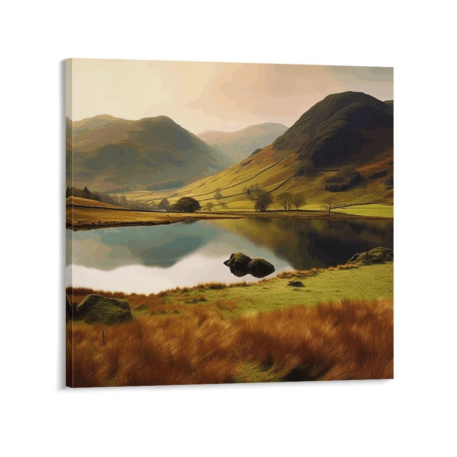 KLOPH Lake District National Park Canvas Wall Art for Living Room 08x8inch Modern Artwork Painting for Bathroom Hanging Canvas Prints Aesthetic Wallart for Bedroom Kitchen Office Wall Decor