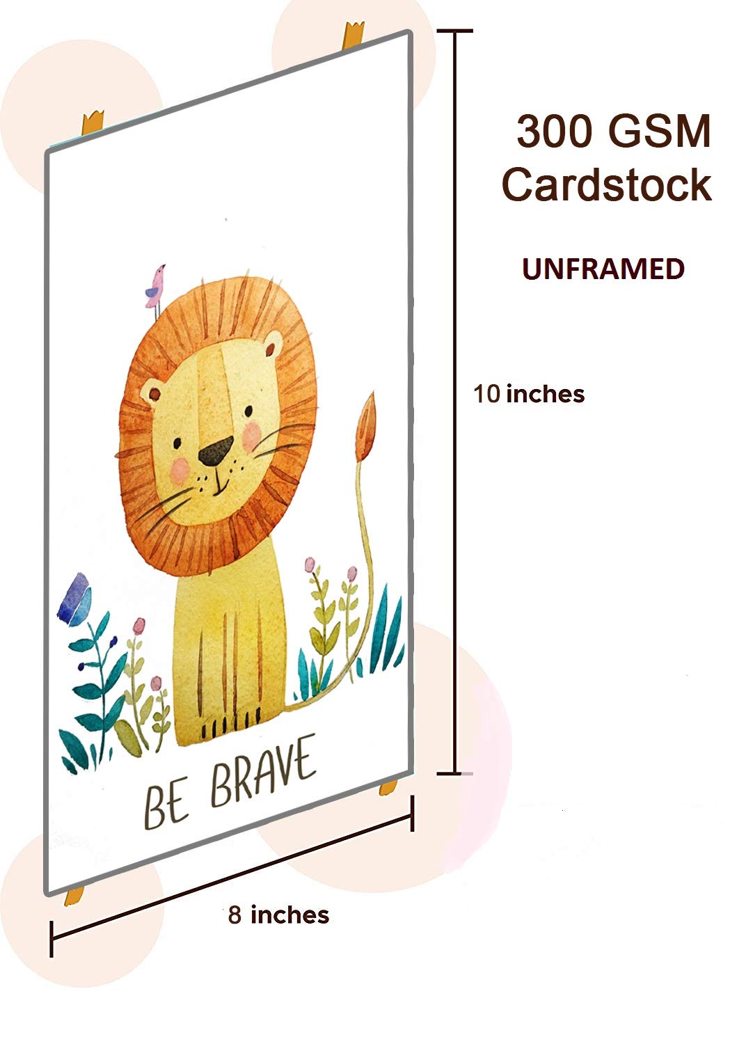 Decorazione da parete per cameretta dei bambini, decorazione da parete per cameretta dei bambini, safari nella giungla, decorazione da parete senza cornice, set di 6 poster da 20 x 25,4 cm, leone,