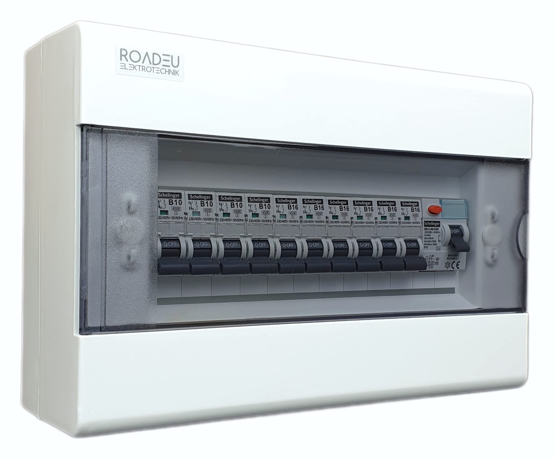 RoadEu - Quadro Elettrico con interruttori magnetotermici - Completamente Cablato - Scatola portafusibili con Interruttore Differenziale 40A - Interruttore automatico B16A e B10A.