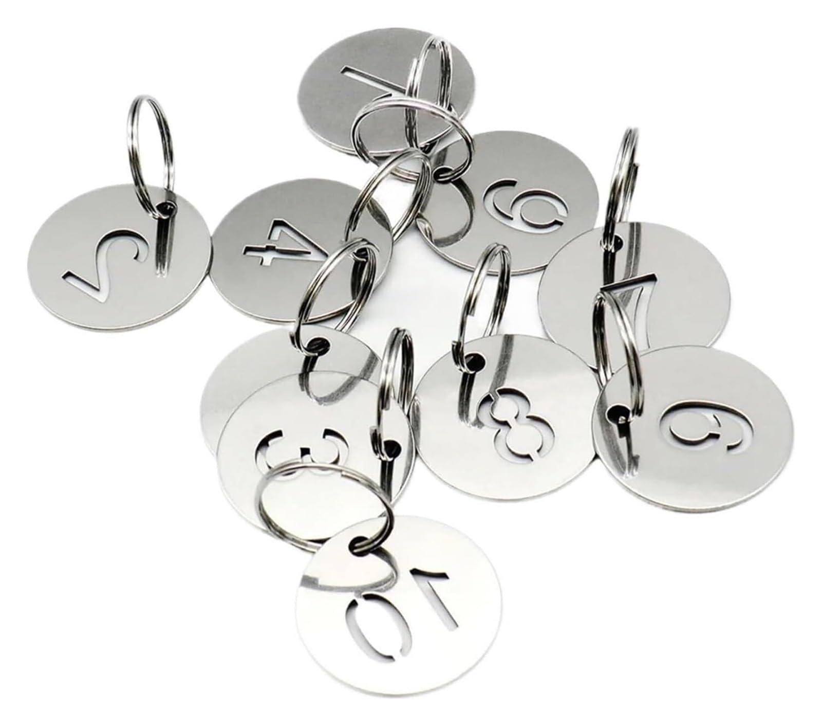 zawieszki na klucze ze stalowymi etykietami, Srebrne zawieszki z numerami ze stali nierdzewnej 30 mm okrągłe 1-200 breloczek ID wisiorek ażurowa płyta(1 50)