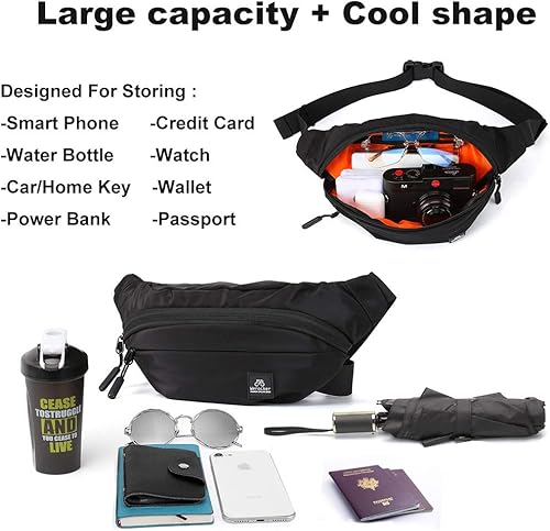 Miniatura 2 de Riñonera grande para hombres y mujeres, tamaño grande, impermeable, para gimnasio, al aire libre, cinturón de moda, bolsa para hombres con correa