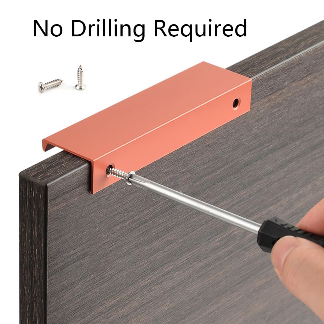 Finger Edge Pull, Concealed Handle Orange Red Cabinet Pull Handles Invisible Furniture Door Handles Metal Kitchen Cupboard Handles, for Drawer Bedroom Wardrobe, Aluminum Alloy(Length 1000mm)