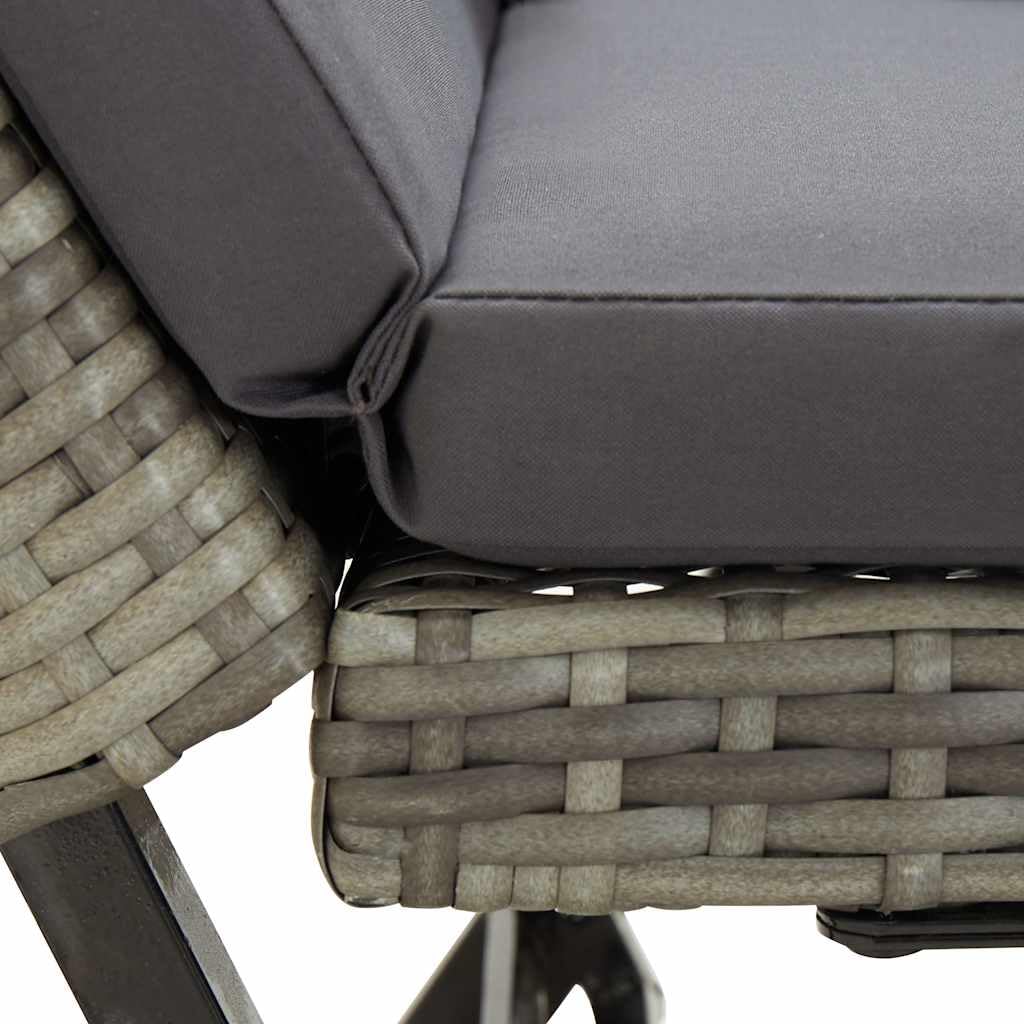 Panca Giardino con Cuscini 176 cm in Polyrattan Grigio con Telaio Acciaio