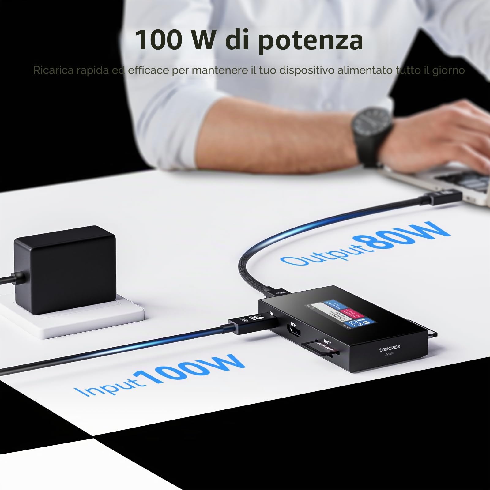 DOCKCASE Leggitrice Smart 8-in-1 CFexpress Type B/Type A con schermo tactil, slot UHS-II SD/microSD, uscita HDMI 4K@120Hz, USB-C & USB-A 3.2 Gen 2 10Gbps,PD 3.0 100W per cineasti, fotografi e creatori