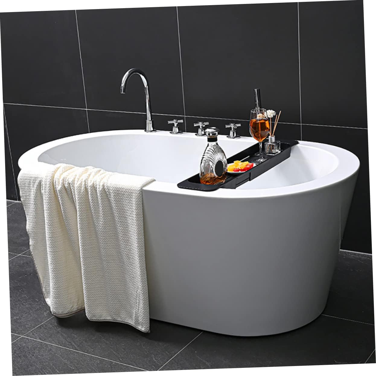 Garneck Telescopic Plastic Bathtub Tray Expandable Bath Storage Rack for Bathroom Accessories for Wine Books and Tablets Fits Standard Bathtubs