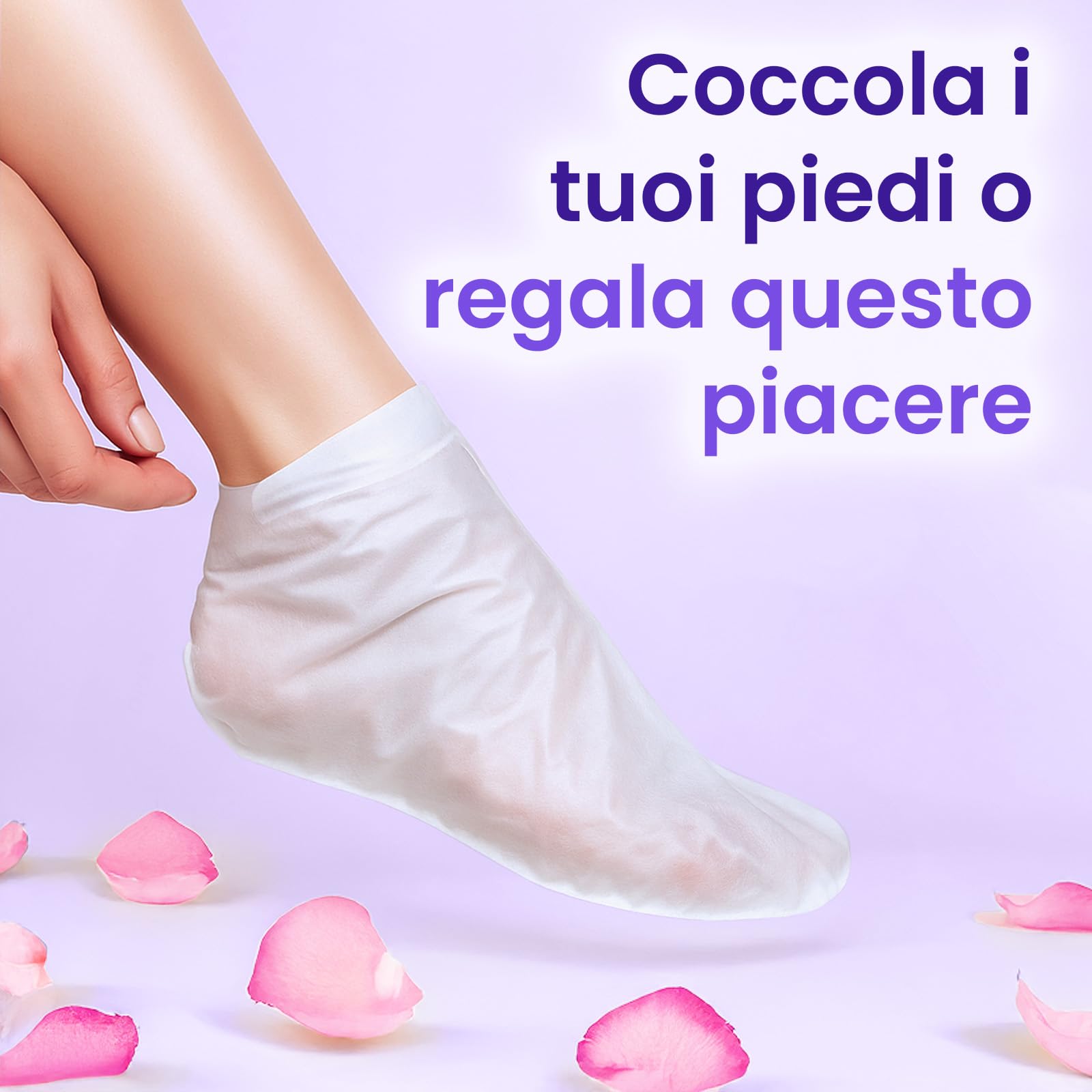 6 Paia Maschera Piedi Idratante con Estratto di Lavanda, Cura per Talloni Screpolati con Burro di Karité, Olio di Jojoba e Vitamina E, Maschera per Piedi Secchi e Screpolati