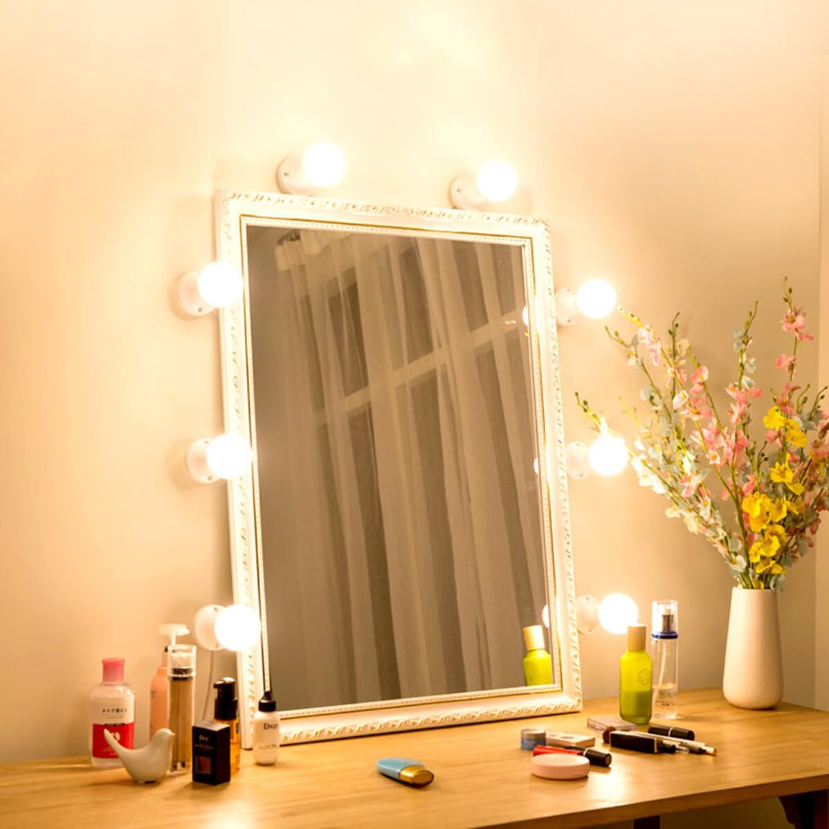 LED Schminkspiegellicht 10 Stück mit PC Lampen, Dimmbar, Weiß