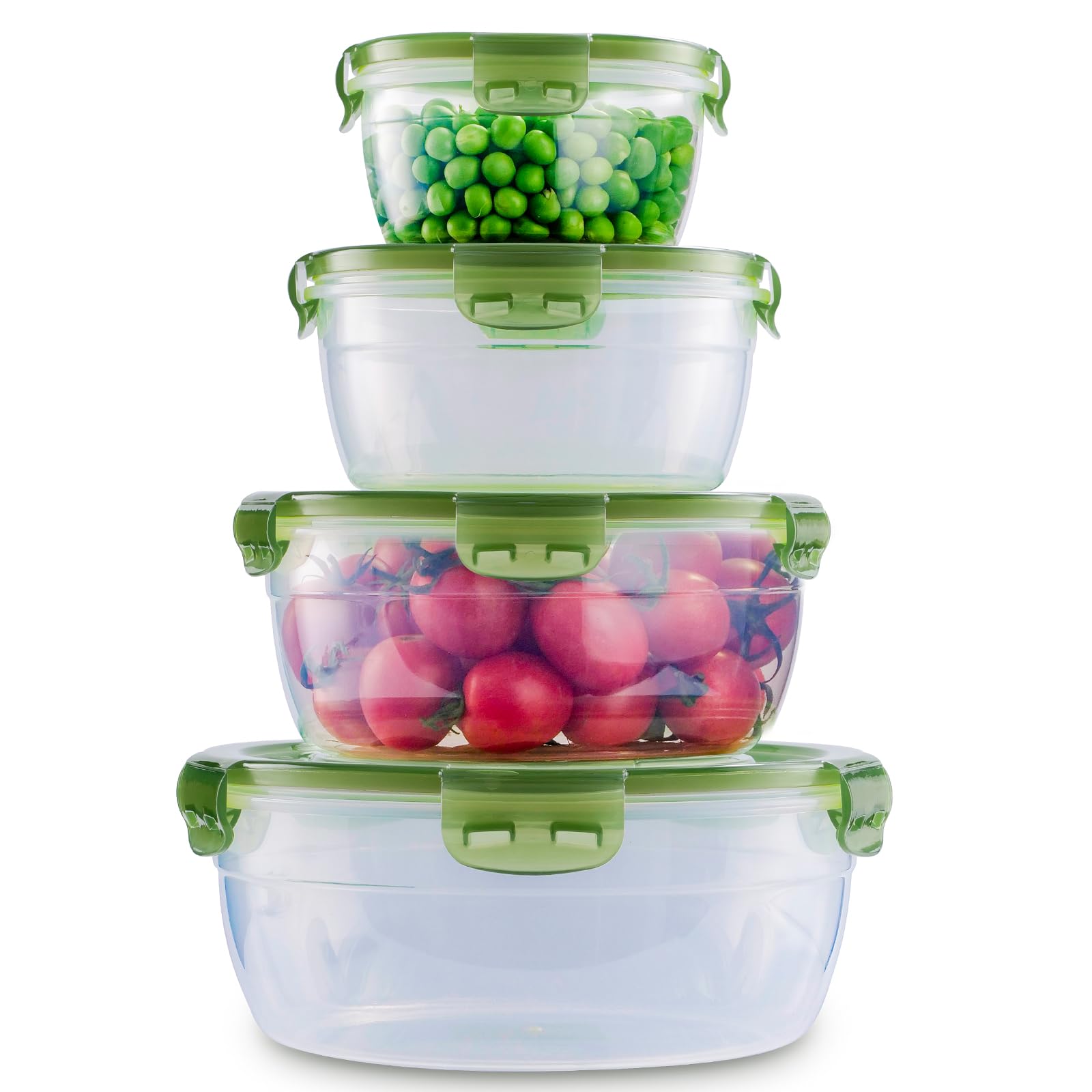 Today's Present Juego de 4 cuencos para mezclar con tapas, juego de recipientes de almacenamiento de alimentos, herméticos, apilables, a prueba de fugas, para cocina, sin BPA, microondas, lavavajillas