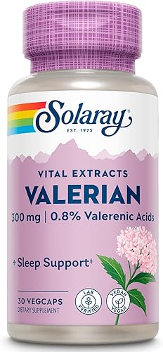 SOLARAY Extracto de raíz de valeriana de potencia garantizada un día, tapa vegetal (Btl-plástico) 300mg | 30ct