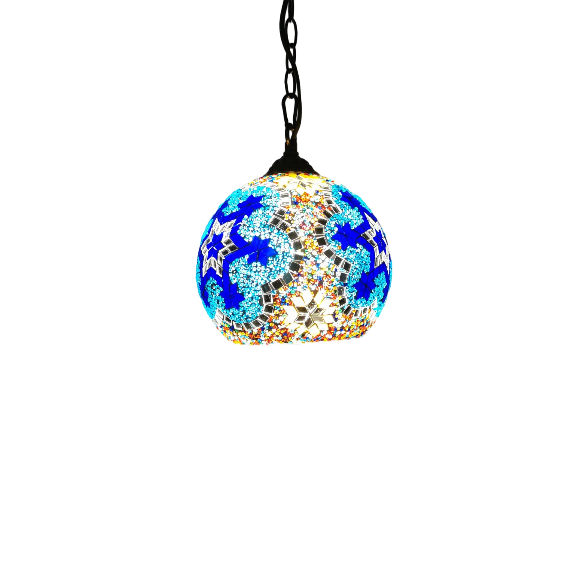 HPTHLY Turkish Moroccan Mosaic Plug In Swag Pendant Lamp Light Fixture Plugged Tiffany Chandelier For Hallway Aisle Porch Stairway Closet,8 Comfortable Anniversary (23-A)