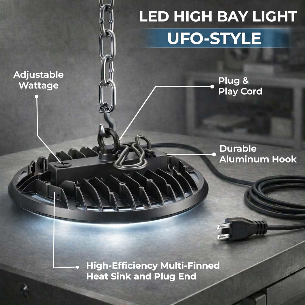 UFO LED High Bay Light, 150W/120W/100W Changeable Warehouse