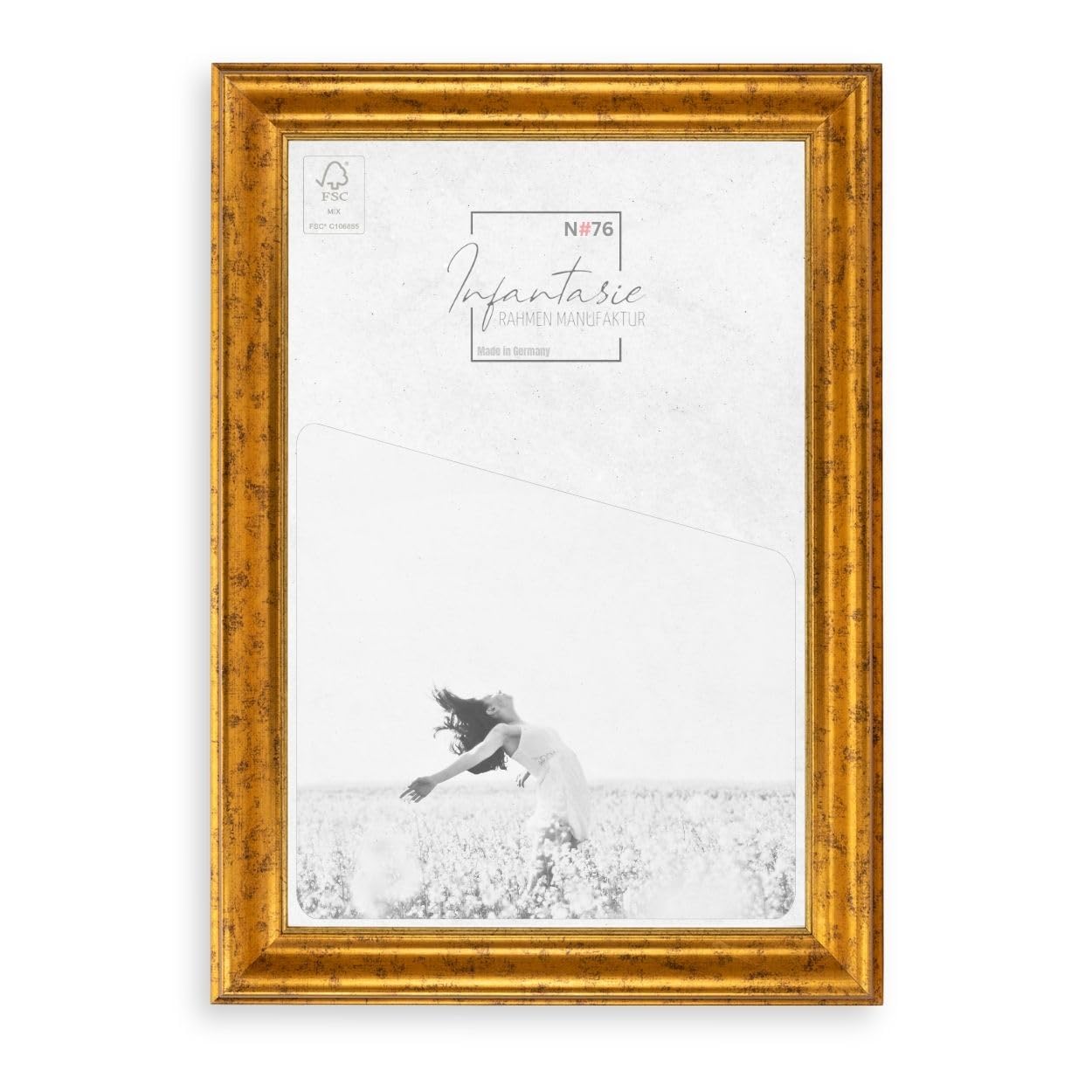 N°76 Barock Bilderrahmen 20x20 cm Bildmaß, Gold, Massivholz