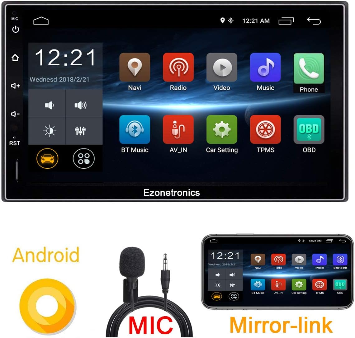 Ezonetronics Android 6 8 Car Radio Stereo 7 inch Capacitive Touch Screen High Definition 1024x600 GPS Navigation USB SD Player 1G DDR3 + 16G NAND Memory Flash CT009L