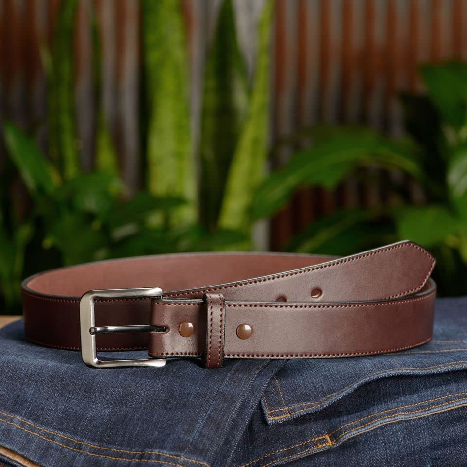 Bullhide Belts Mens Leather Belt, Genuine Full Grain Leather, Heavy-Duty, Nylon Stitched Belts, 1.50" Wide, Made in the USA2