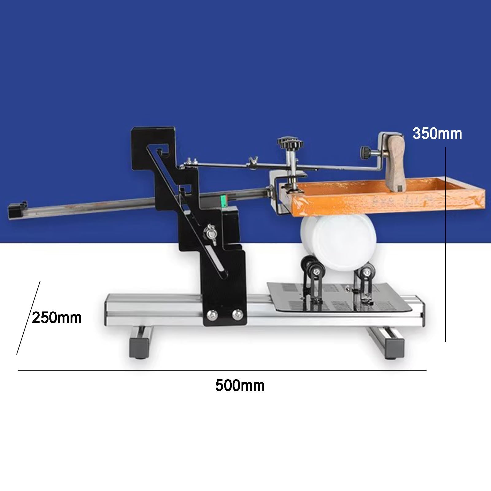 Macchina di stampa manuale dello schermo per prodotti cilindrici, area grafica massima 200 x 250mm, adatta a dimensione stampabile del prodotto 1.3-27cm