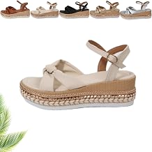 Bow Low Heel Wedge Sandals for Women Dressy, Low Espadrilles Wedges for Women, Open Toe Comfortable Ankle Strap Casual Cute Platform Wedding Evening Party Dress Shoes