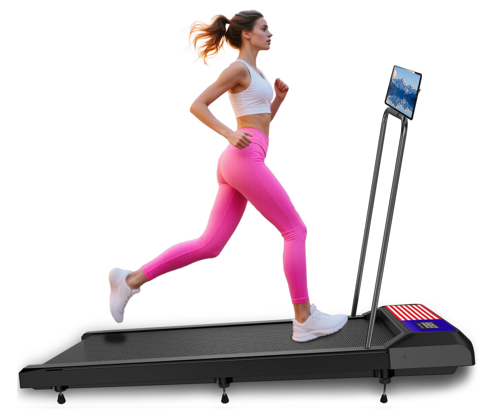 Walking Pad with Incline and Handle Bar, 3 in 1 Under Desk Treadmill with Handles, 2.5HP Low Noise Treadmills for Home Small Space with Remote Control, Portable Treadmills for Home Office