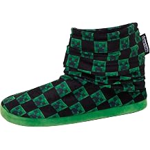 Minecraft Boys Slipper Boots Kids Creeper Gamer Fleece Lined Slippers for Gamers House Shoes