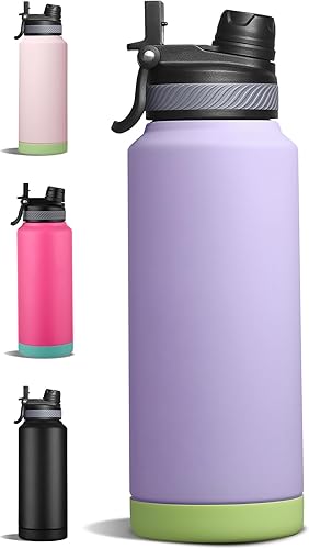 EIFFELTON 24 oz Insulated Sports Water Bottle with Straw, Vacuum Stainless Steel Water Flask with Handle, Thermal Metal Water Cup Mug with 2-in-1 Lid, Lavender