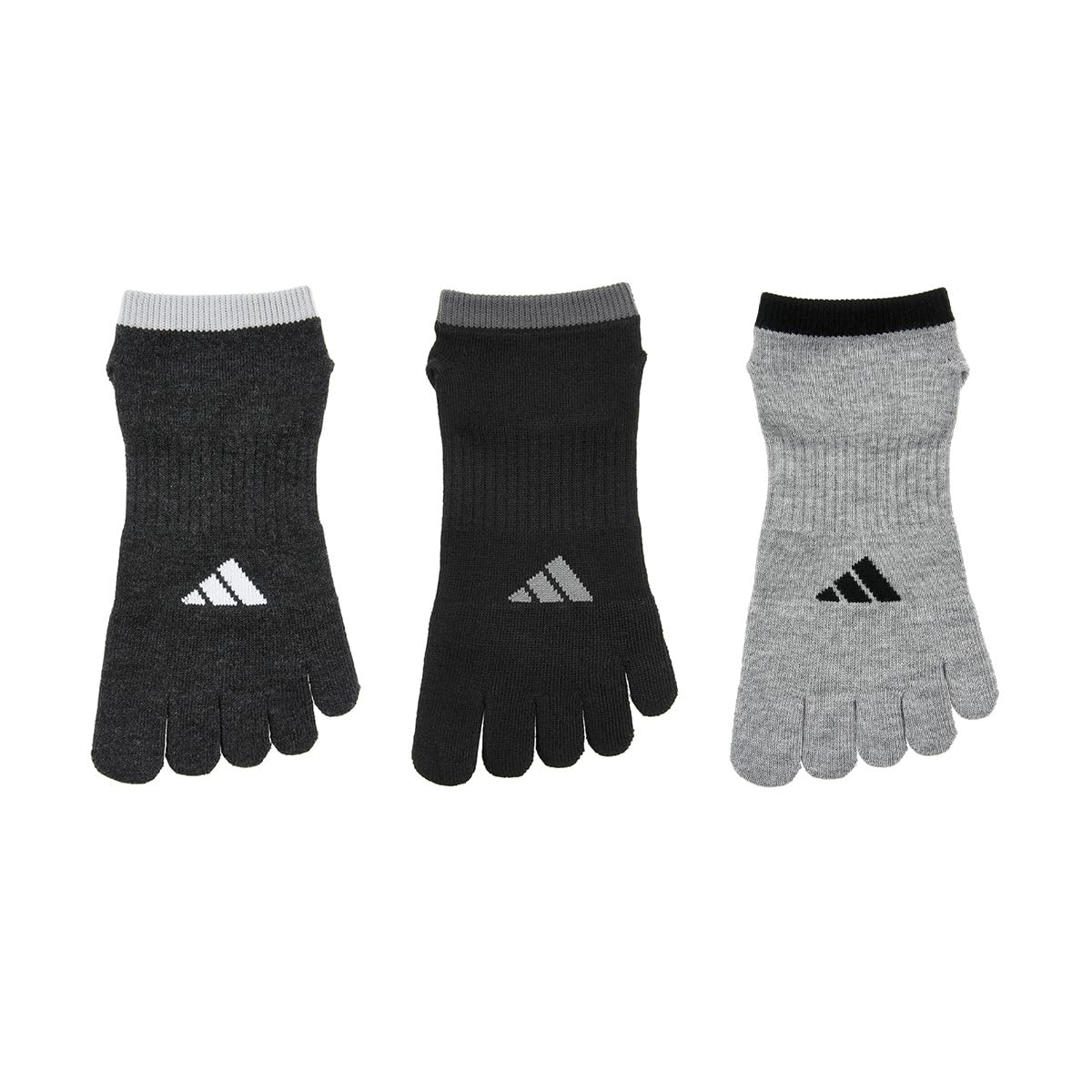 adidas(アディダス) ソックススポーツソックス スクール SCHOOL 5本指 スニーカー丈ソックス 靴下 SOCKS 福助 フクスケ fukuske ヨガ スポーツ ランニング 3足組メンズ 24.0-26.0 cm New Packaging: Assorted 002