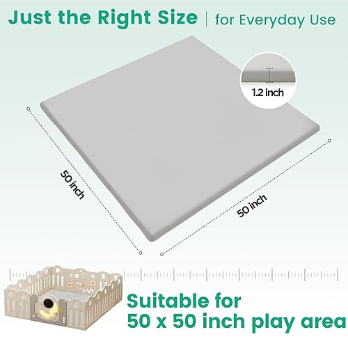 Miniatura 7 de Inaya Tapete de juego para bebés de cuero vegano de 50 x 50 pulgadas, impermeable, lavable, suave y gruesa alfombrilla acolchada de espuma para