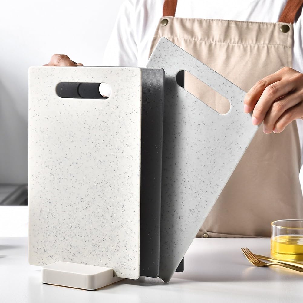 Lot de 4 planches à découper en polypropylène avec support pour garder les aliments séparés et frais, faciles à nettoyer, idéal pour la cuisine et la préparation des repas