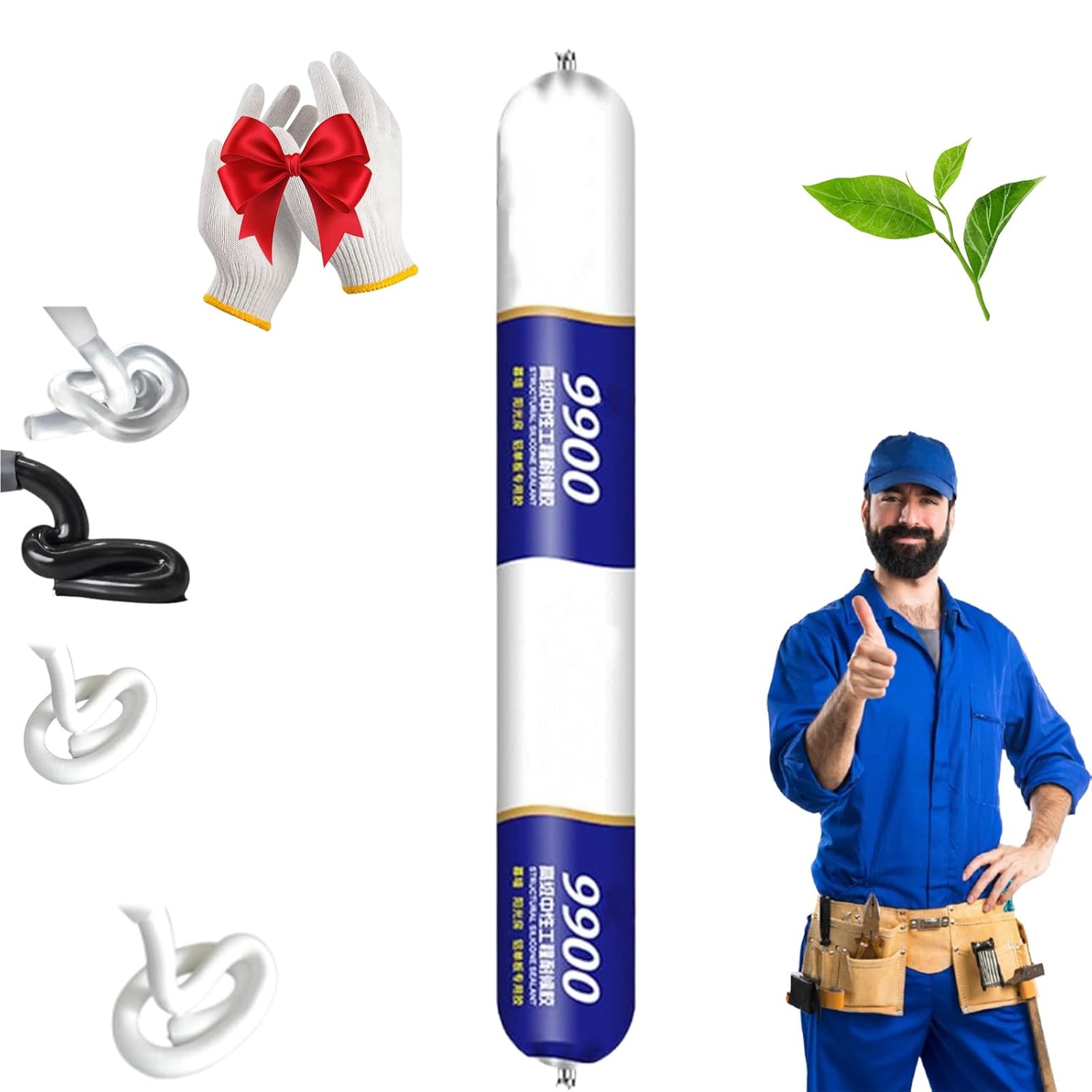 2027 Upgrade 9900 Sealant Waterproof for Caulking Gun,Silicone Sealant Waterproof 9900,9900 SealantWaterproof,Multipurpose Silicone Caulk,Solution for Roof and Wall Crack, Heat (White,*1)