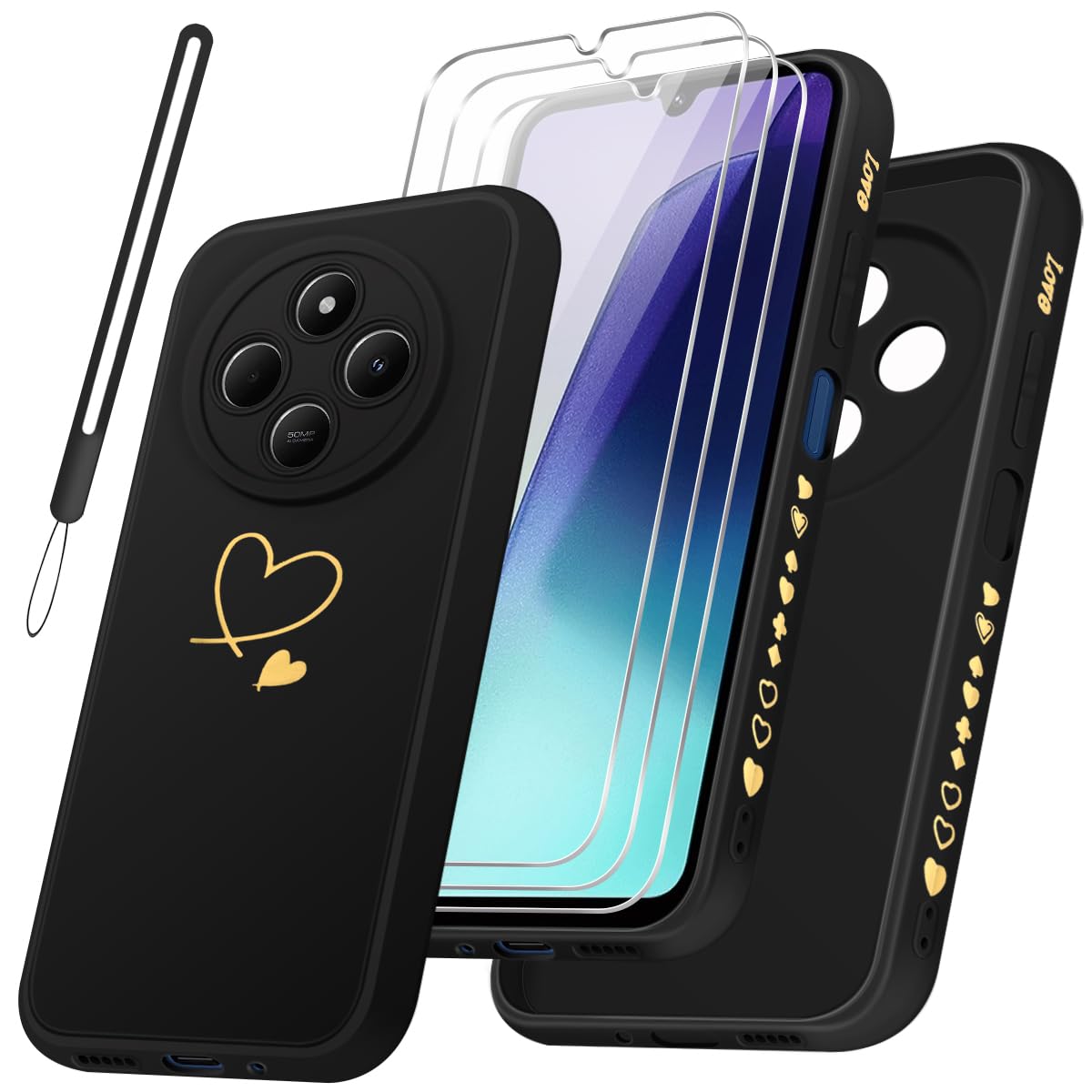 Custodia Con Cordino Per Xiaomi Redmi 14C/Poco C75 - TPU Trasparente Antiurto | Verde - Foto 10