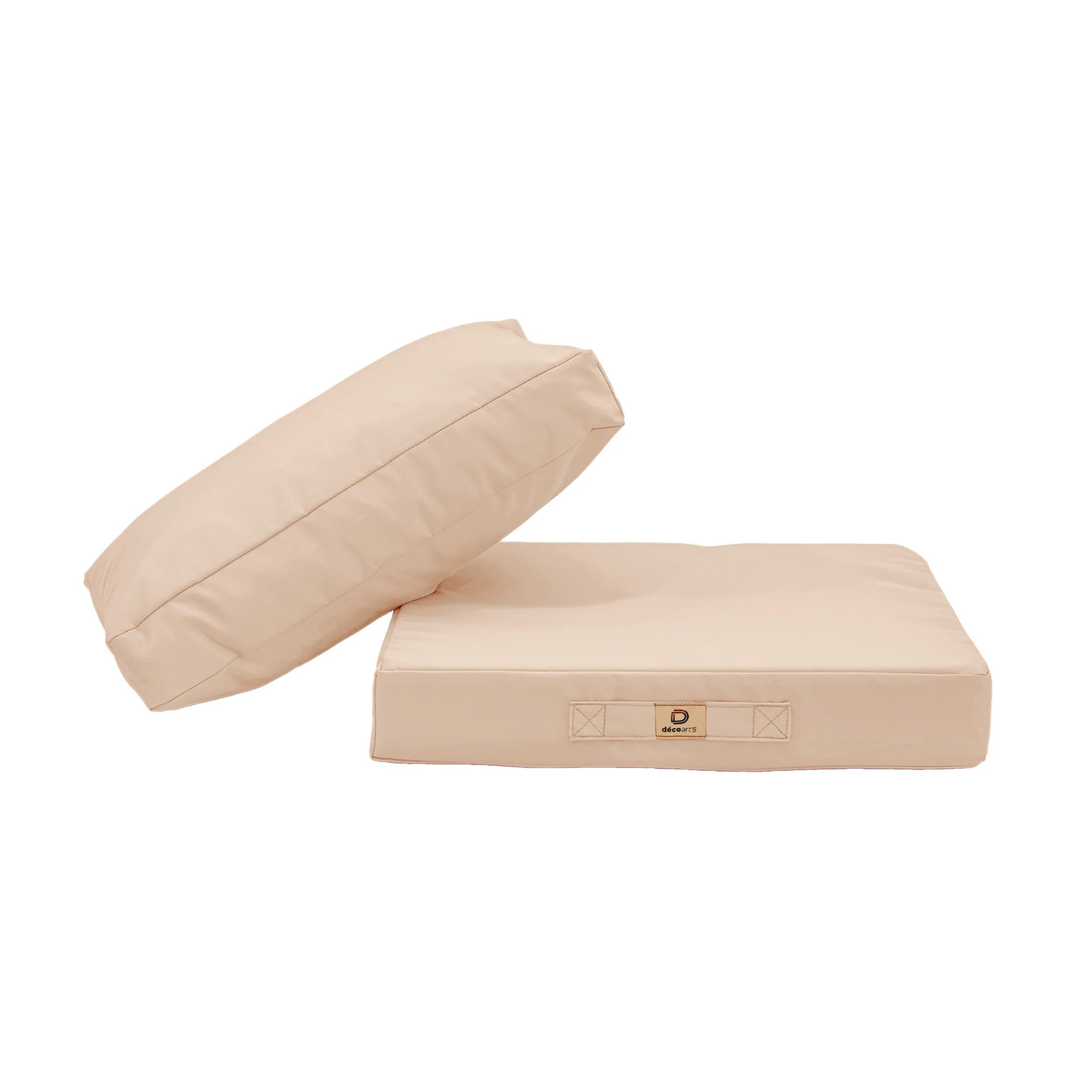 Sitzkissen Outdoor mit abnehmbarem Bezug, Sitzfläche 50x50x8 cm Plus Rückenkissen 50x35 cm, für Gartenstuhl, Balkon und Terrasse, Beige