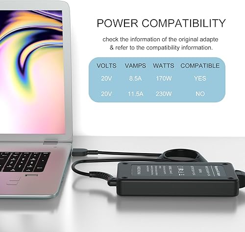 Miniatura 7 de Vanzer Cargador de CA de 170 W apto para Lenovo Thinkpad T15p T15g P15v P16v P15 P16 P17 Gen 3 2 1 P50 P51 P52 P53 P70 P71 P73 P1 Gen 6 5 4 3 2 1